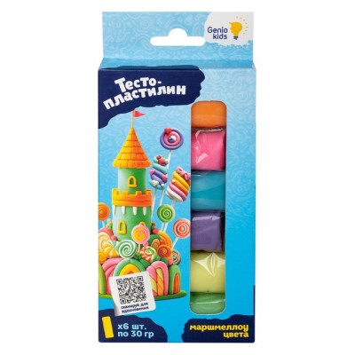 HIT IMAGINATION Набор для детской лепки «Тесто-пластилин 6 цветов. Маршмеллоу цвета»/уп38 TA1089V