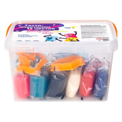 GENIO KIDS-ART Набор для детской лепки "Тесто-пластилин 12 цветов"/уп12 TA1070