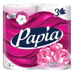 Бумага туалетная PAPIA 3-х сл Сикрет Гарден 4шт /уп14 Бумага туалетная PAPIA 3-х сл Сикрет Гарден 4шт /уп14
