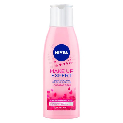 NIVEA VISAGE Мицеллярное молочко-тоник+розовая вода  "MAKE UP EXPERT" 200мл/уп12