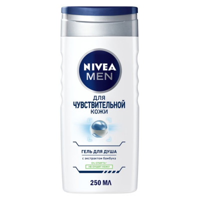 NIVEA BATH CARE Гель для душа для чувствительной кожи д/мужчин 250мл/уп12