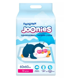 JOONIES Пелёнки дет. однораз. 60*60 10 шт/уп12