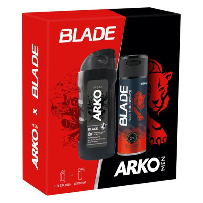 ПОДАР.НАБОР ARKO BLACK Гель д/душа Black 260 мл + BLADE дезодорант Self Confidence 150 мл/уп6