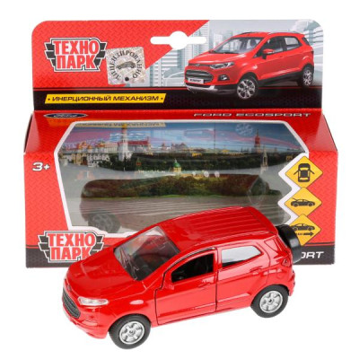 Машина металл FORD ecosport, 12 см, дв., багаж., инерц., красн., кор. Технопарк в кор.2*24шт