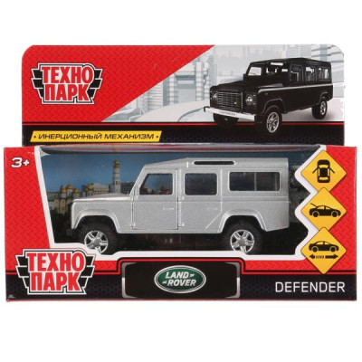 Машина металл LAND ROVER DEFENDER 12 см, двер, баг, инерц, серебристый, кор. Технопарк в кор.2*36шт