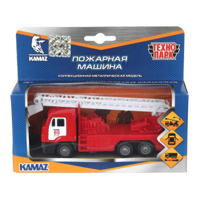 Машина металл KAMAZ ПОЖАРНАЯ МАШИНА, 12 см, двери, подв.дет., инерц., кор. Технопарк в кор.2*24шт