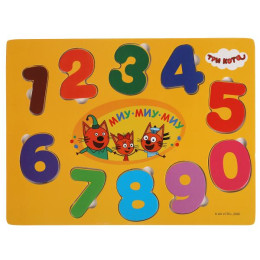 Игрушка деревянная Три Кота вкладыш цифры Буратино в кор.200шт