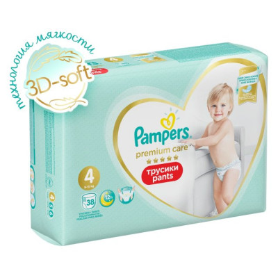 Подгузники-трусики Pampers Premium care 4 9-15кг 38шт/уп2