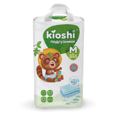 Подгузники Kioshi 6-11кг M 54шт/уп4