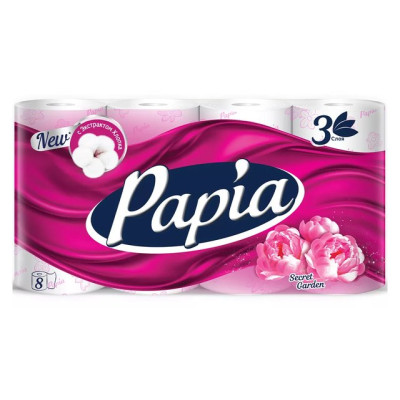 Бумага туалетная PAPIA 3-х сл Сикрет Гарден 8шт /уп7 Бумага туалетная PAPIA 3-х сл Сикрет Гарден 8шт /уп7