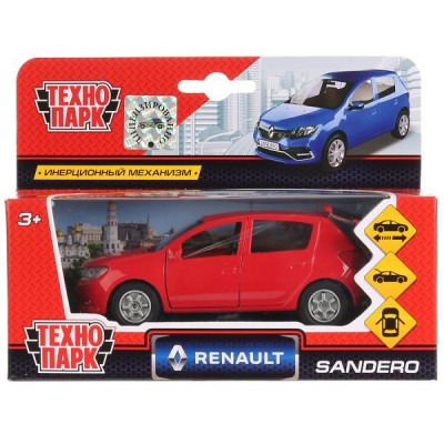 Машина металл RENAULT sandero, 12 см, двери, багажник, инерц., кор. Технопарк в кор.2*24шт