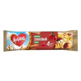 Злаковый батончик Любятово Клюква 27гр/уп25