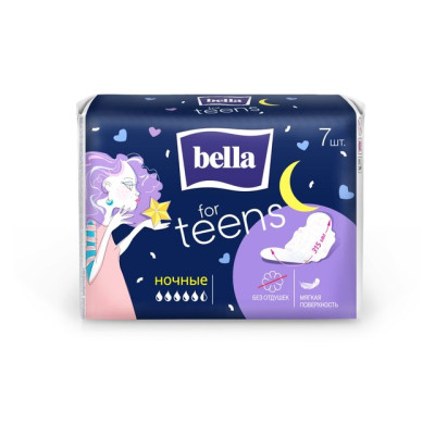 БЕЛЛА FOR TEENS Прокладки гигиенические Ночные мягк. поверхн. 7шт/уп24