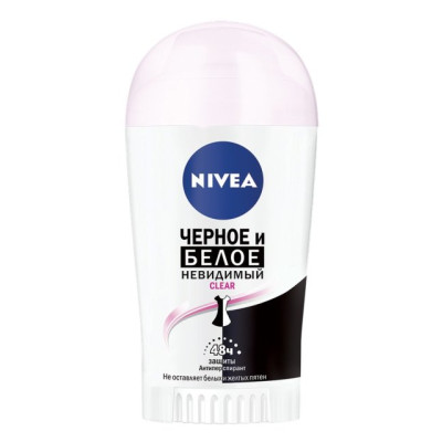 NIVEA DEO   Антиперспирант"Чёрное и Белое.Невидимый Clear"д/женщин стик 40мл/уп18