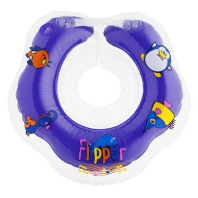 Надувной круг на шею для купания малышей Flipper 0+ с музыкой "Буль-буль водичка".