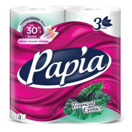 Бумага туалетная PAPIA 3-х сл Тропическая Экзотка 4шт /уп14 Бумага туалетная PAPIA 3-х сл Тропическая Экзотка 4шт /уп14