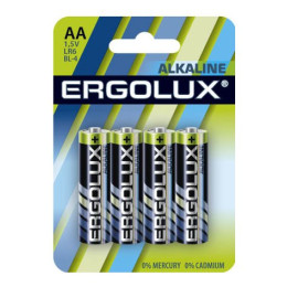 Батарейки Ergolux Alkaline LR6 AA 4шт/уп10