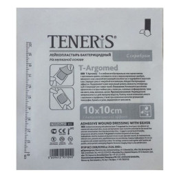 Лейкопластырь бактерицидный TENERIS с серебром, T-Argomed 10х10см