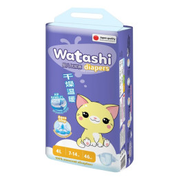 Подгузники WATASHI 4 (7-14кг) 46шт/уп2