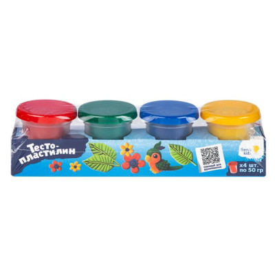 GENIO KIDS-ART Набор для детского творчества "Тесто-пластилин 4 цвета"/уп28 TA1008V