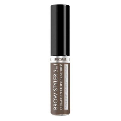 LUXVISAGE Гель-корректор для бровей с микрофиброй "Brow styler"3in1,тон 4 Эспрессо 6г/уп8