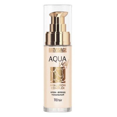 LUXVISAGE Крем-флюид тональный AQUA veil HYALURON COMPLEX тон 110 fair 30мл/уп4