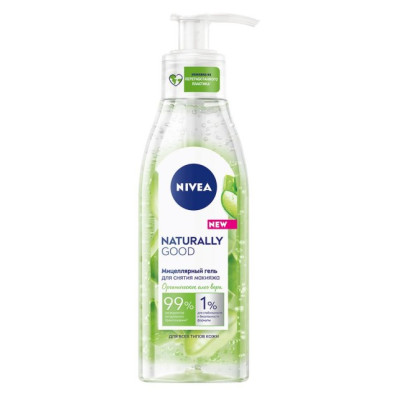 NIVEA VISAGE Мицеллярный гель для снятия макияжа с лица NIVEA NATURALLY GOOD с алоэ140 мл/уп12