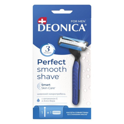 Deonica Бритва д/мужч. со сменной кассетой 3 лезвия/уп6 8319 Deonica Бритва д/мужч. со сменной кассетой 3 лезвия/уп6 8319