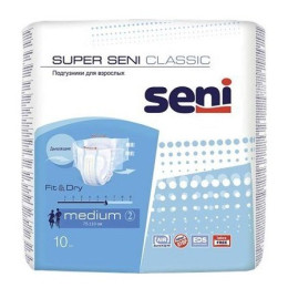 СЕНИ SUPER CLASSIC Подгузники впитывающие для взрослых Medium 10шт/уп12