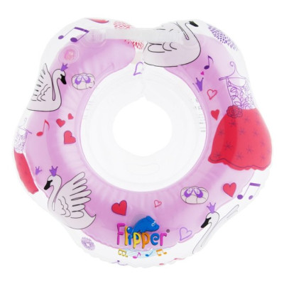 Надувной круг на шею для купания малышей Flipper 0+ с музыкой из балета "Лебединое озеро" розовый.
