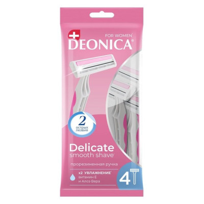 Deonica Бритва д/женщ. однораз. 2 лезвия 4шт/уп10 3934