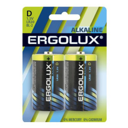Батарейки Ergolux Alkaline LR20 (типоразмер D) Alkaline 2шт/уп6