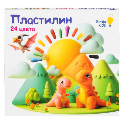GENIO KIDS-ART Пластилин д/детск. лепки "Восковой пластилин 24 цвета"/уп15 DMR24