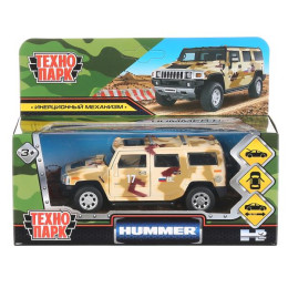 Машина металл HUMMER H2  длина 12 см, двери, багаж, инерц, КАМУФЛЯЖ, в кор. Технопарк в кор.2*36шт
