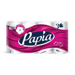 Бумага туалетная PAPIA 3-х сл Белая 8шт /уп7 Бумага туалетная PAPIA 3-х сл Белая 8шт /уп7