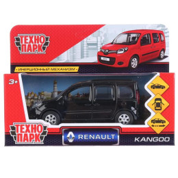 Машина металл RENAULT KANGOO длина 12 см, двери, багаж, инерц, черный, кор. Технопарк в кор.2*36шт