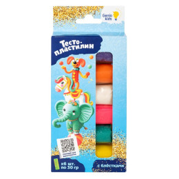GENIO KIDS-ART Набор для детской лепки «Тесто-пластилин 6 цветов с блёстками»/уп38 TA1091 GENIO KIDS-ART Набор для детской лепки «Тесто-пластилин 6 цветов с блёстками»/уп38 TA1091