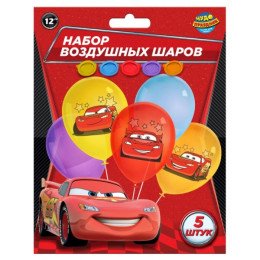 Латексные шары - набор 5 шт цветной принт, тачки ЧУДО ПРАЗДНИК в кор.500шт