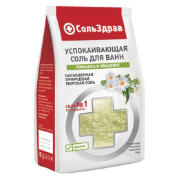 Соль для ванн успокаивающая Ромашка и эвкалипт СольЗдрав 800г/уп8