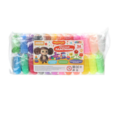 Легкий пластилин Чебурашка 24 цв. 10 гр MultiArt в кор.100шт