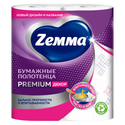 Полотенца бум. 2-х сл. ZEMMA Премиум Декор 2шт /уп10 Полотенца бум. 2-х сл. ZEMMA Премиум Декор 2шт /уп10
