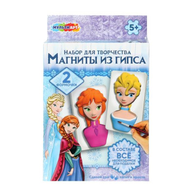 Магниты из гипса снежная принцесса, 2 шт в наборе MultiArt в кор.90наб