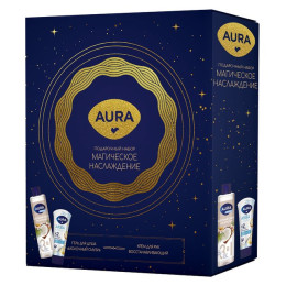 AURA ПОД.НАБОР Магич. наслаждение: Гель д/душа Молочный смузи 250 мл + Крем для рук Аква 75мл/уп12 AURA ПОД.НАБОР Магич. наслаждение: Гель д/душа Молочный смузи 250 мл + Крем для рук Аква 75мл/уп12