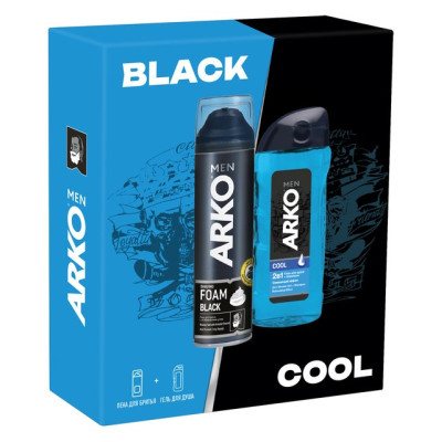 ПОДАР.НАБОР ARKO COOL Гель д/душа Cool 260 мл +  Пена Black 200 мл/уп6