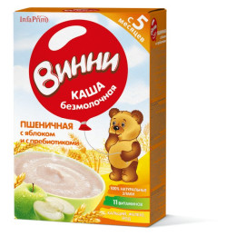 Каша ВИННИ б/мол Пшеничная с яблоком и пребиот. 200г(new)/уп12
