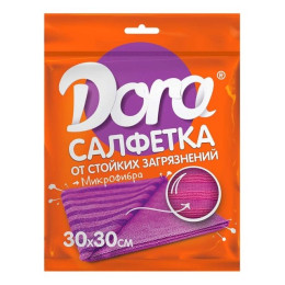 Салфетка из микрофибры Dora "От стойких загрязнений", 30х30см /уп40