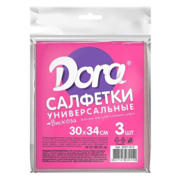 Салфетки из вискозы Dora "Универсальная" 30х34см, 3 шт. /уп70