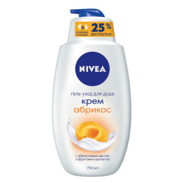 NIVEA BATH CARE  Гель-уход  для душа "Крем абрикос" 750мл(new)/уп6