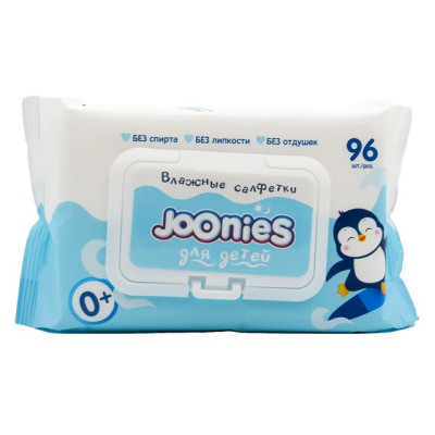 JOONIES Салфетки влажные детские c Витамином Е с клапаном 96 шт/уп9