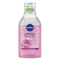 NIVEA VISAGE Двухфазная мицеллярная вода Organic Rose для снятия макияжа без смывания 400 мл/уп12